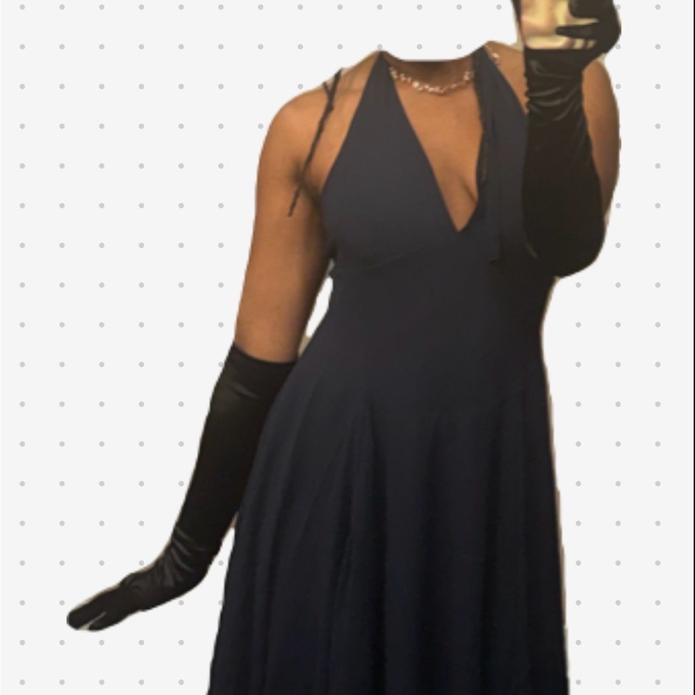 Windsor Navy Backless Halter Dress